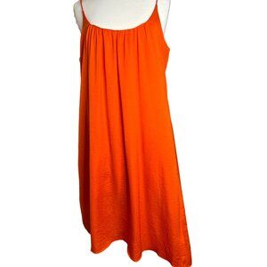 H&M Size 14 Orange Sleeveless Midi Dress With Thin Straps Office Casual Fall